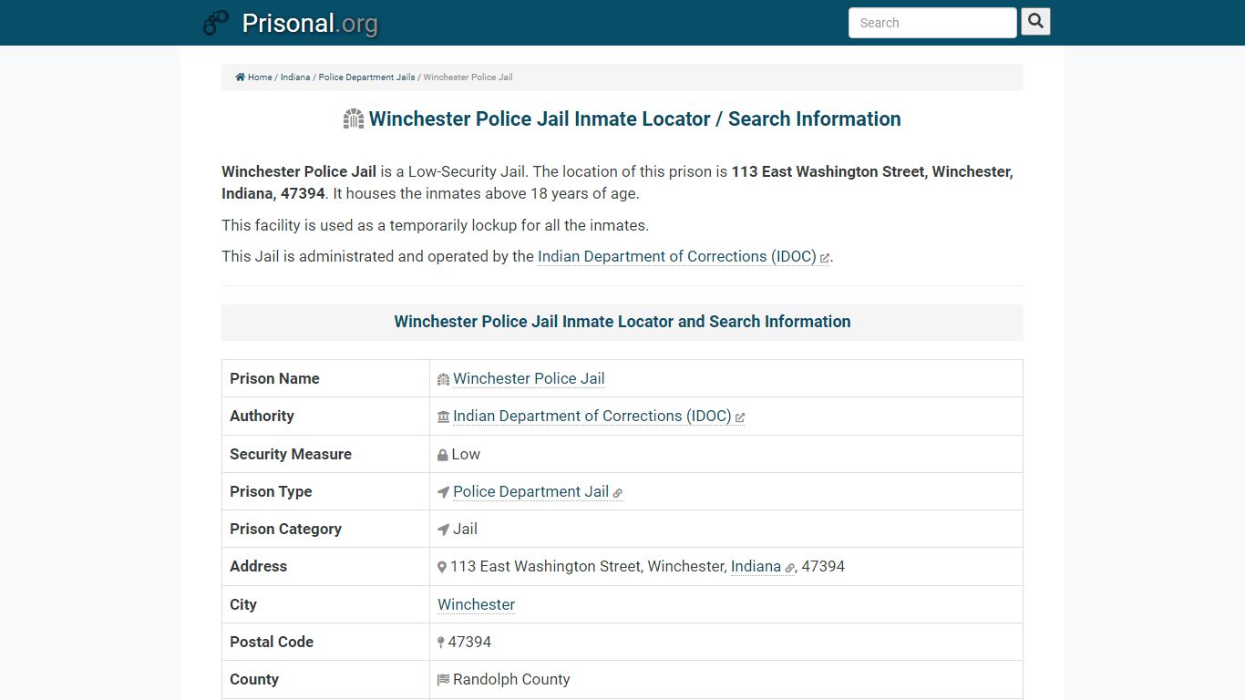 Winchester Police Jail-Inmate Locator/Search Info, Phone ...